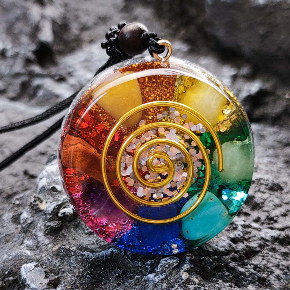 Chakra Multicolor Onyx Jade Pendant Necklace – image 2