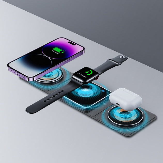 Foldable 3-in-1 Magnetic Charging Station – Transparent – image 2