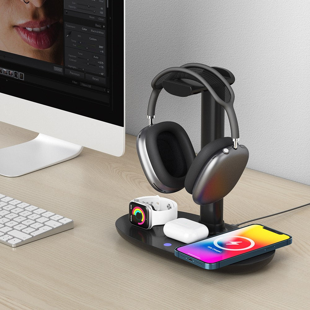 4-in-1 Wireless Charger with Headphone Hanger – image 8