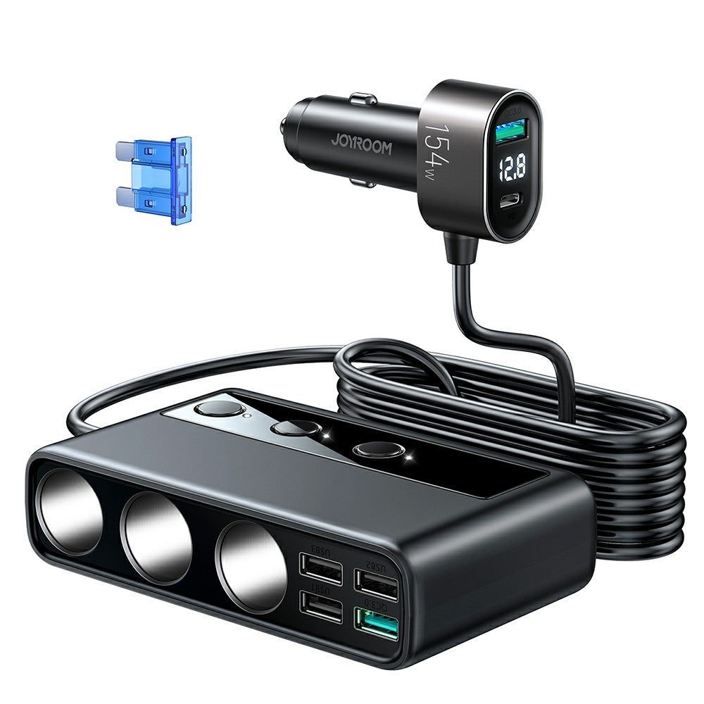 JOYROOM JR-CL06 3-Way Car Socket Splitter with USB Fast Charging