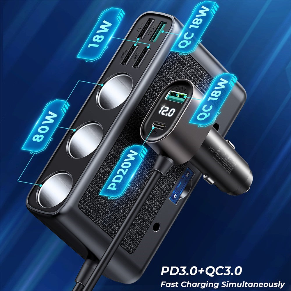 JOYROOM JR-CL06 3-Way Car Socket Splitter with USB – image 2
