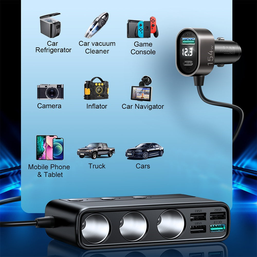 JOYROOM JR-CL06 3-Way Car Socket Splitter with USB – image 3