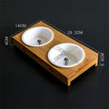 Ceramic Pet Bowl with Wooden Stand