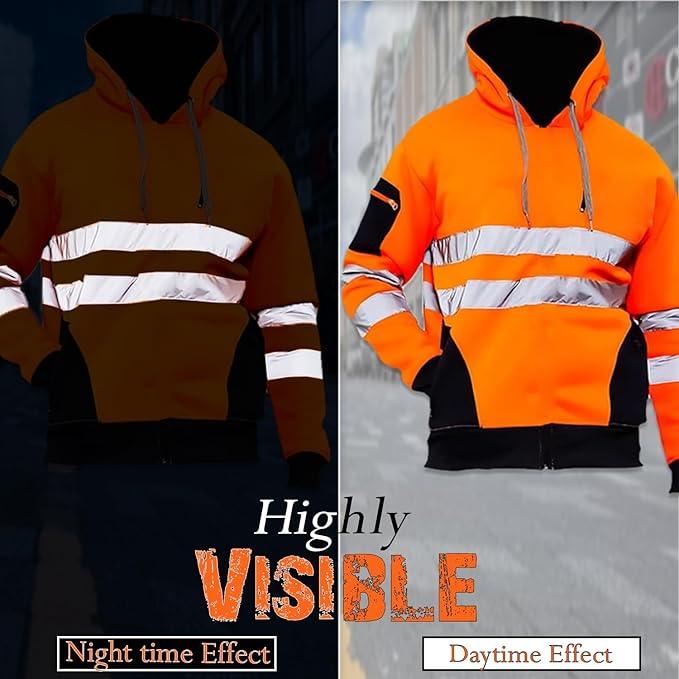 Hi Vis Pullover Hoodie – Reflective Tape, Orange or Green – image 4