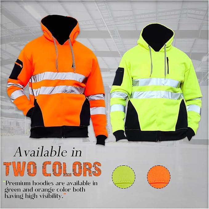Hi Vis Pullover Hoodie – Reflective Tape, Orange or Green – image 5