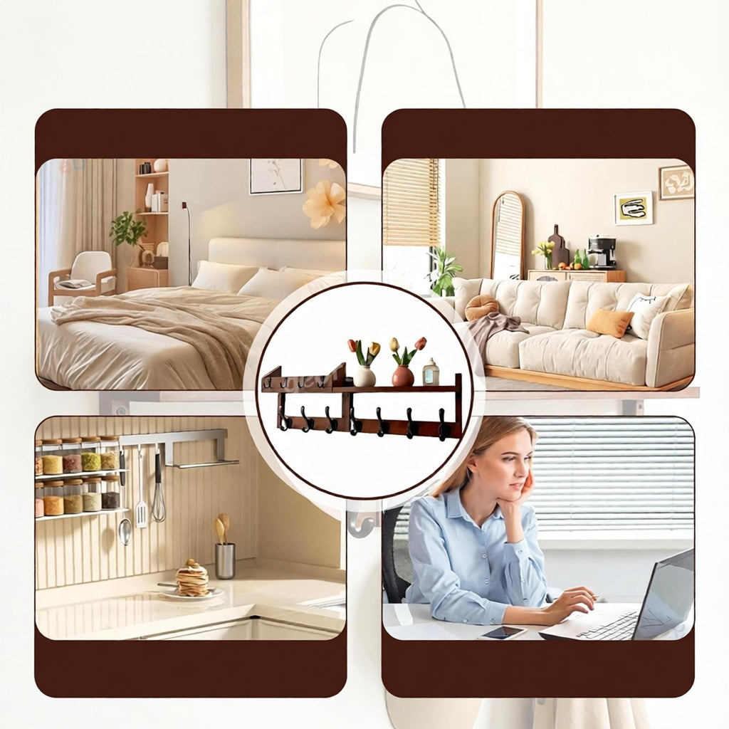 Coat Hooks Wall Mounted With Shelf Key Holder Mail – image 6