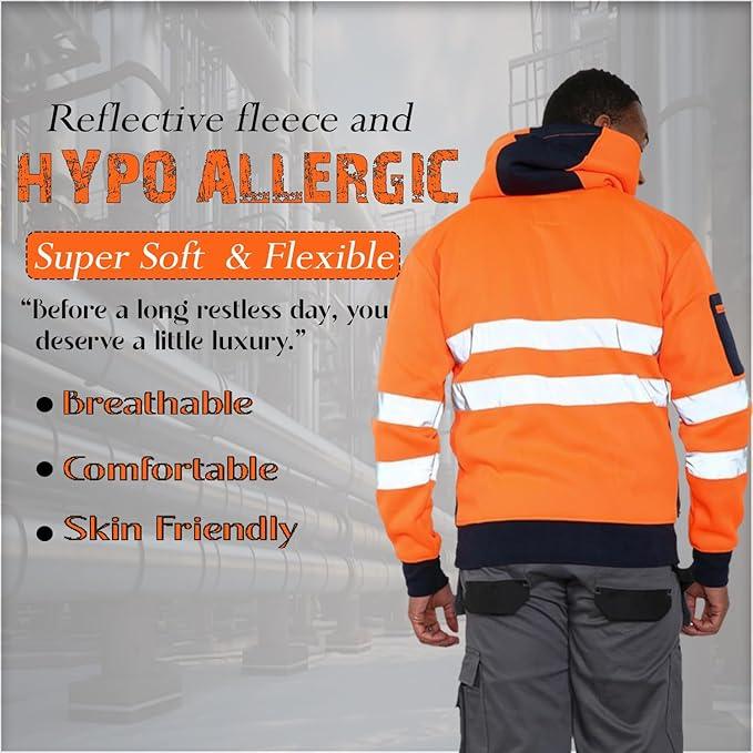 Hi Vis Pullover Hoodie – Reflective Tape, Orange or Green – image 7