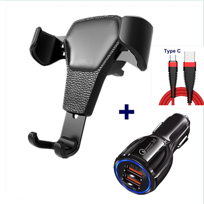 Leather-Grain Gravity Car Phone Holder – image 2