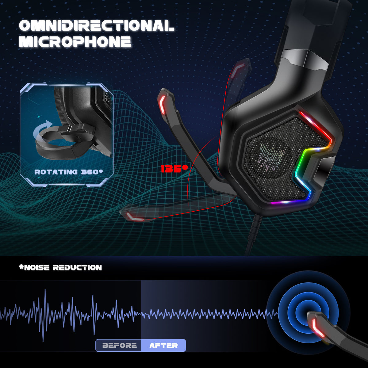 ONIKUMA K10 Pro Gaming Headset – PS4/PS5 with LED – image 7