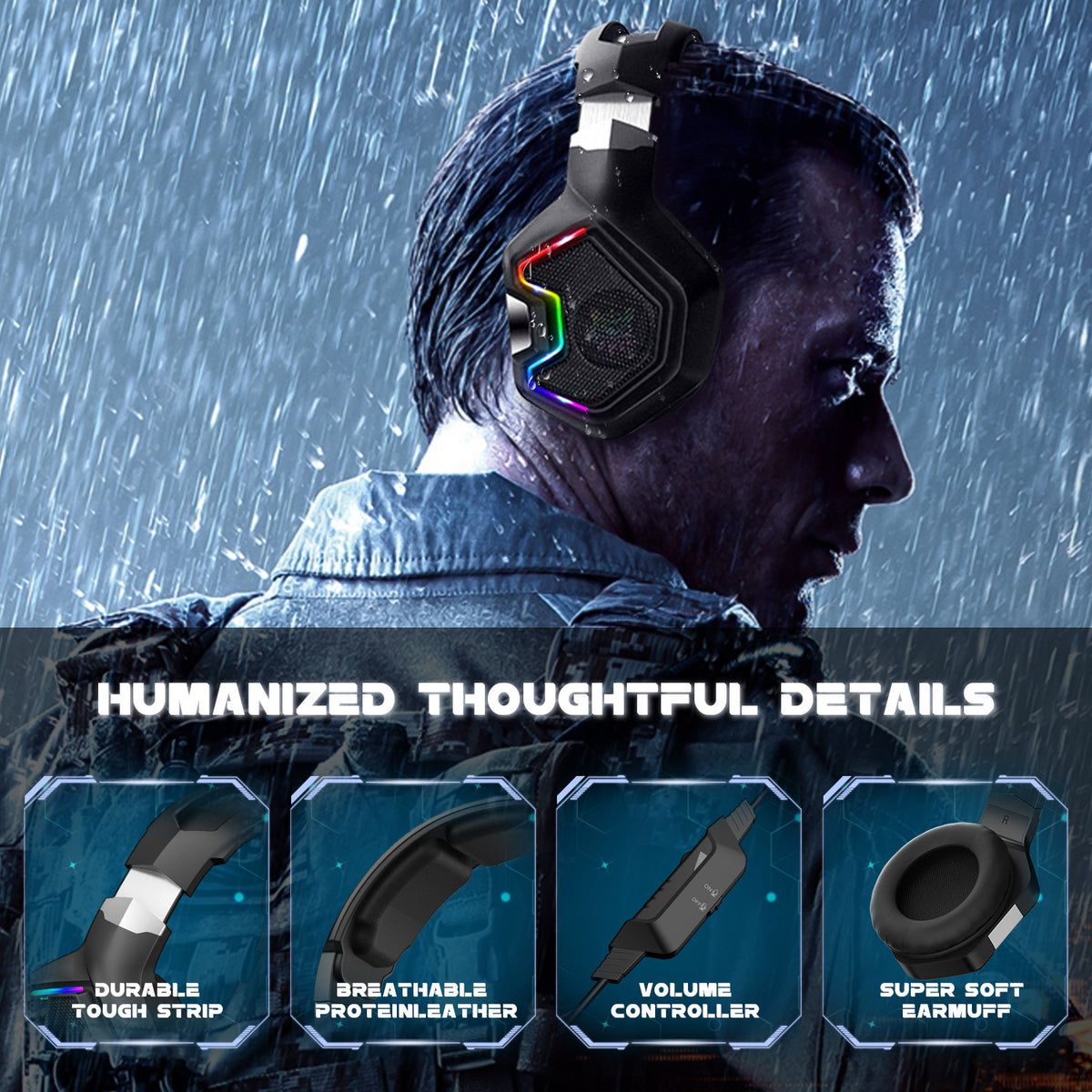 ONIKUMA K10 Pro Gaming Headset – PS4/PS5 with LED