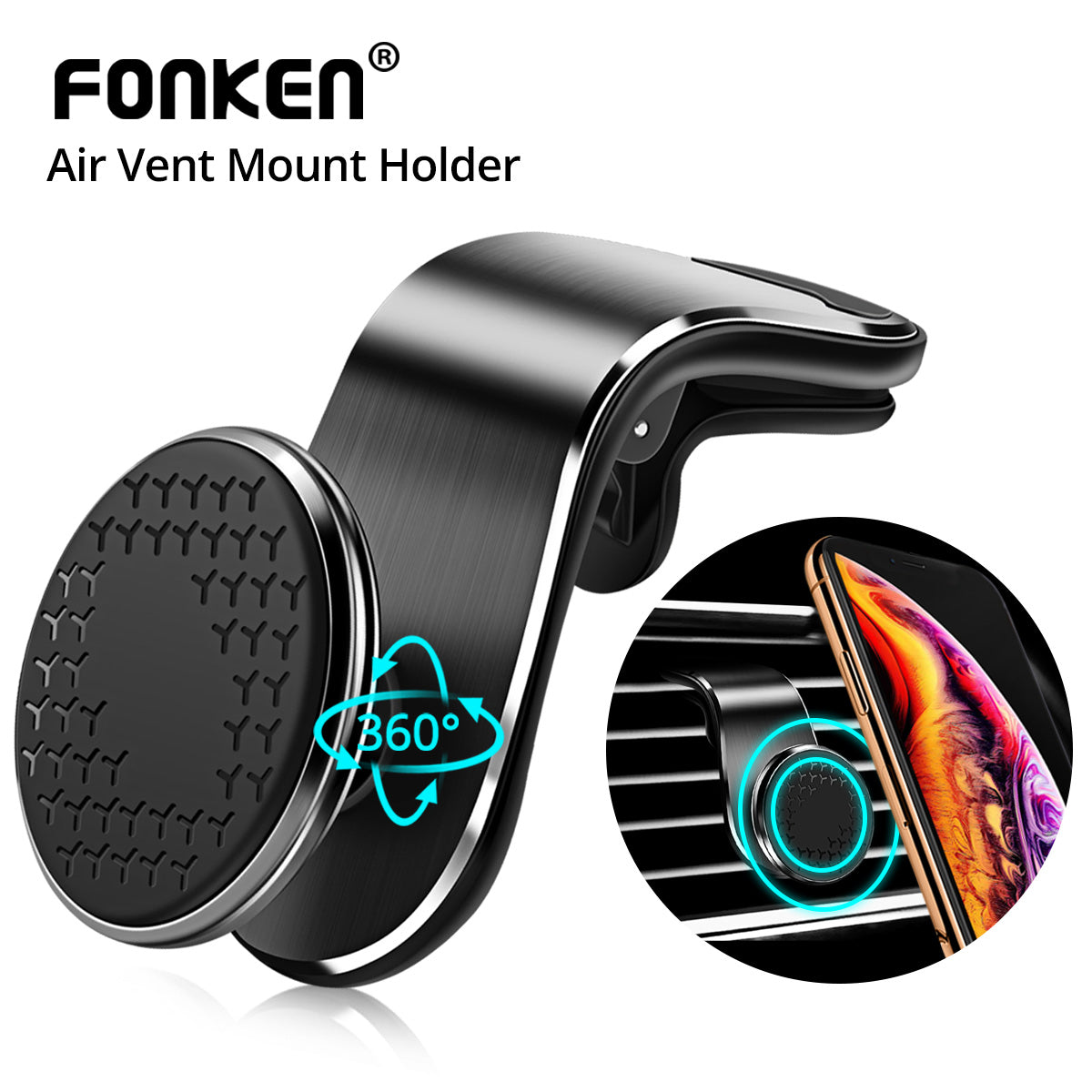 Magnetic Air Vent Car Phone Mount – 360° Rotation – image 3