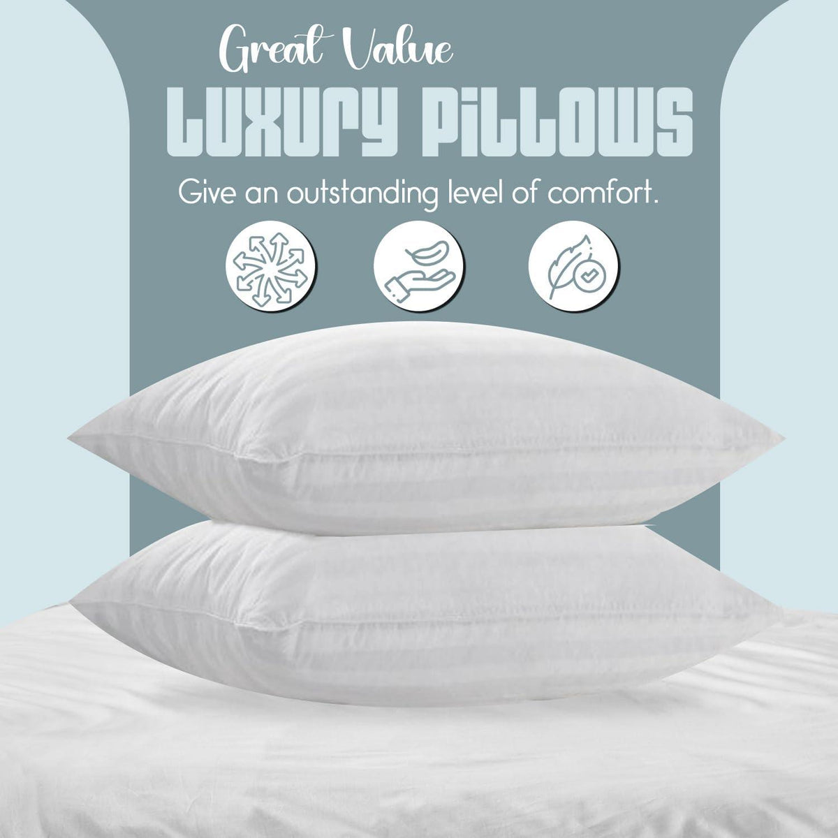 Satin Stripe Pillowcases Pack of 4 – Brushed Microfibre, 50 x 75cm – image 2