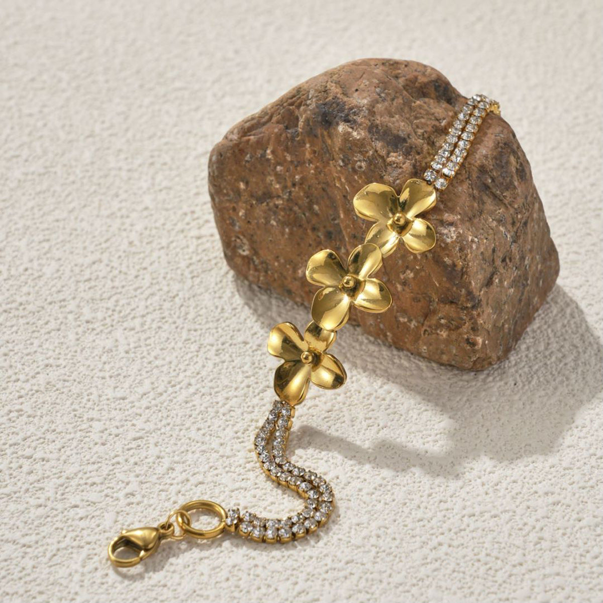 Light Luxury 18K Gold Plated Stainless Steel Flower – image 3