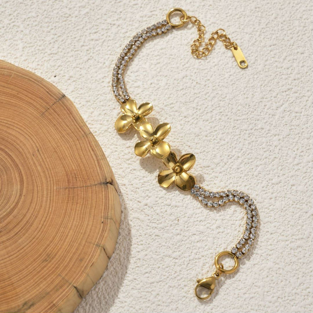 Light Luxury 18K Gold Plated Stainless Steel Flower – image 2