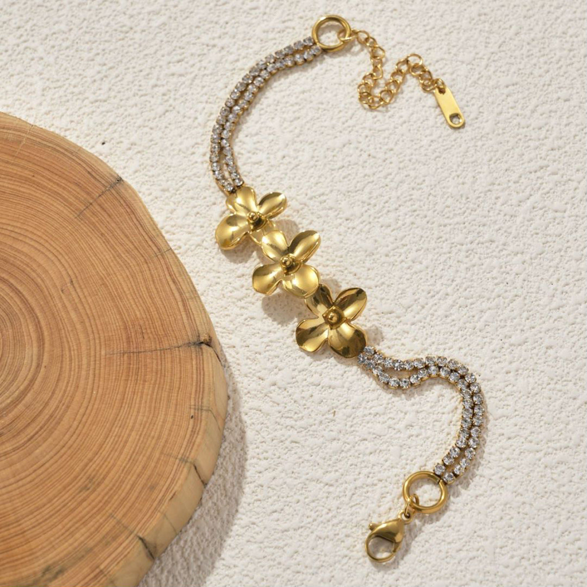 Light Luxury 18K Gold Plated Stainless Steel Flower – image 2