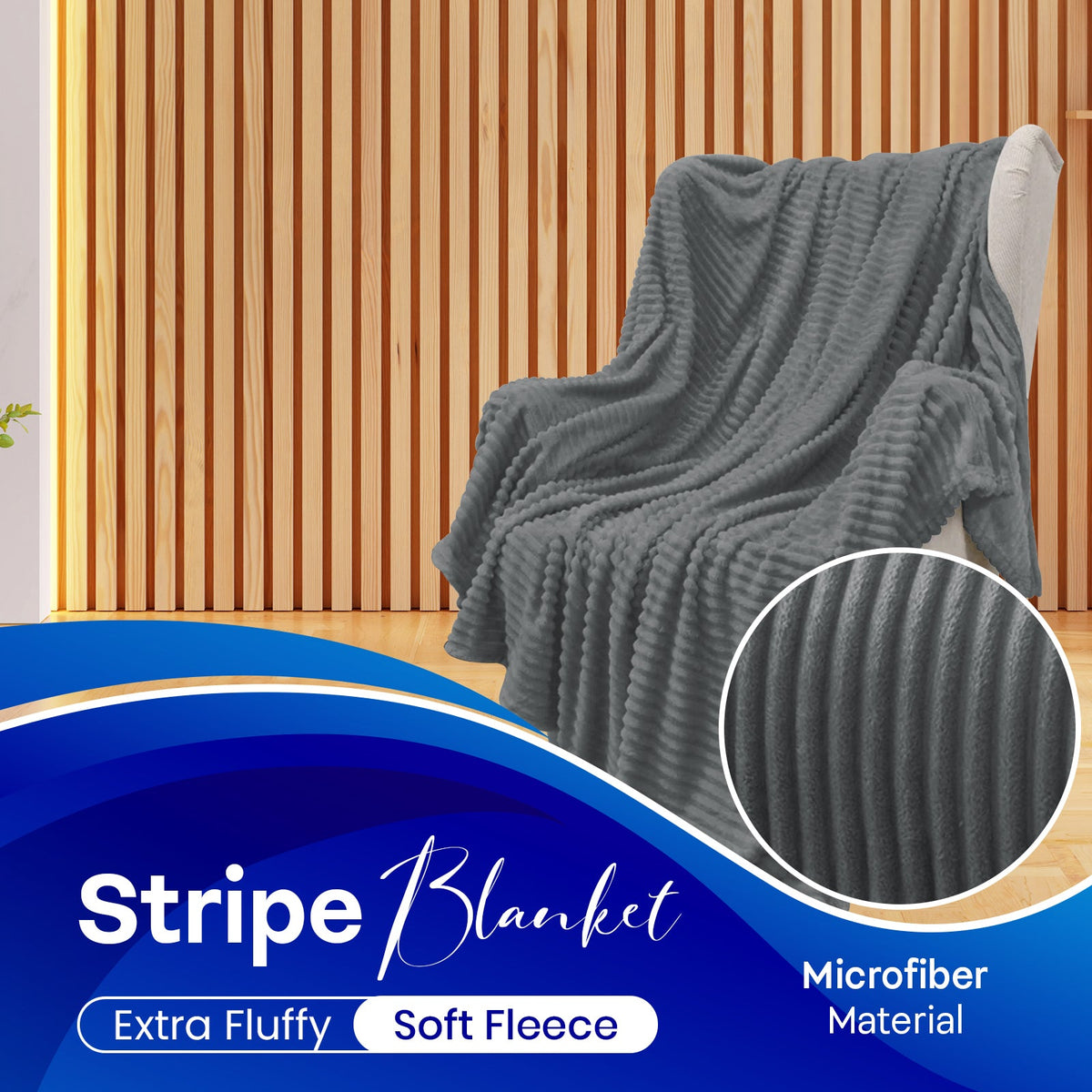 Striped Fleece Throw Blanket – image 2