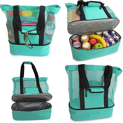 Water-Resistant Beach Bag with Cooler Compartment – main image