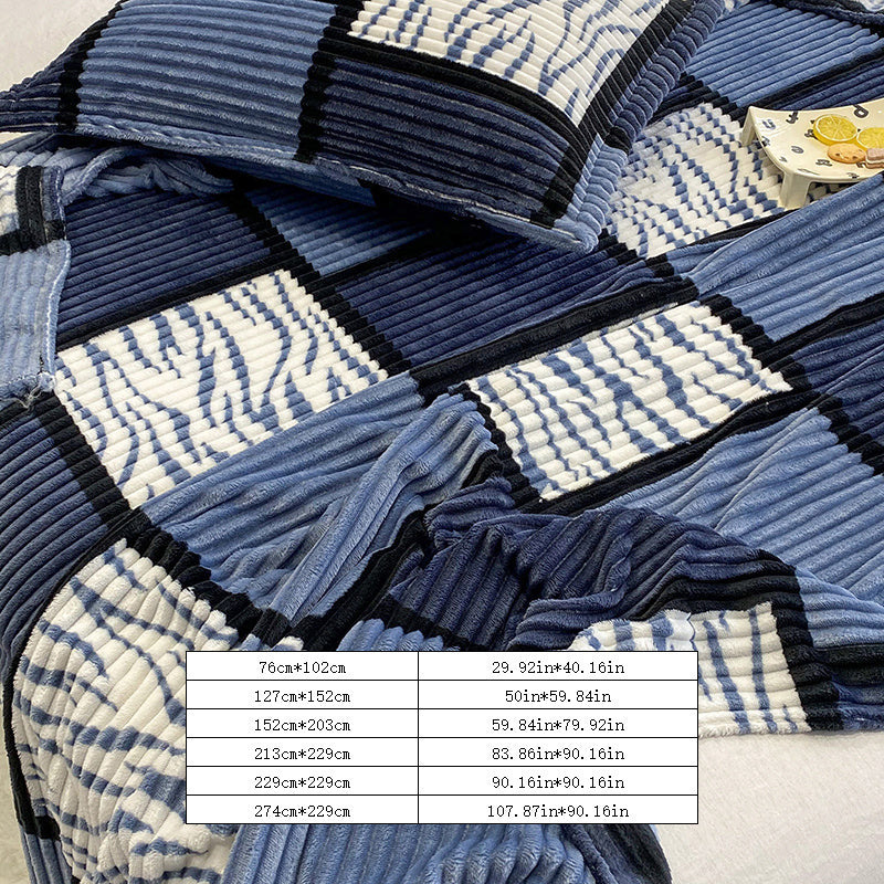 Plush Striped Flannel Throw Blanket – Soft Warm Sofa & Bed Throw – image 7