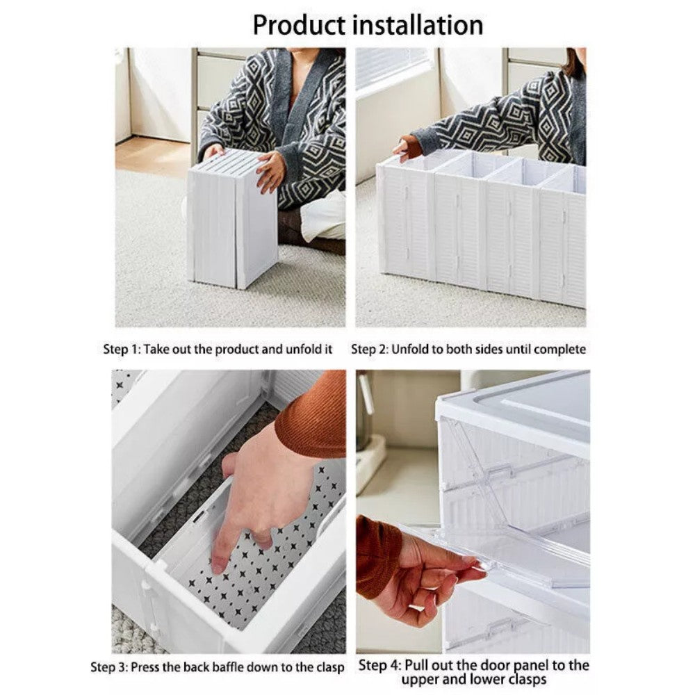 6 Tier Plastic Shoe Storage Box Stackable Foldable – image 4