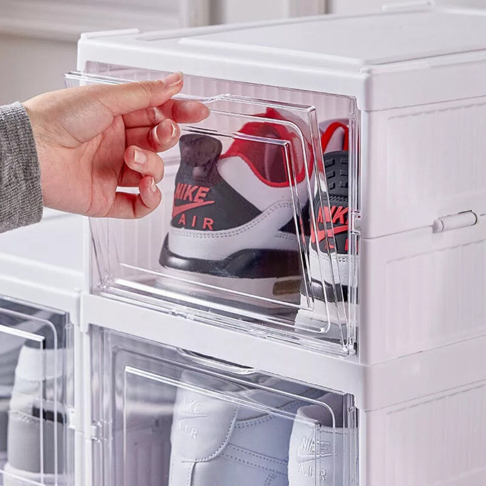 6 Tier Plastic Shoe Storage Box Stackable Foldable – image 2