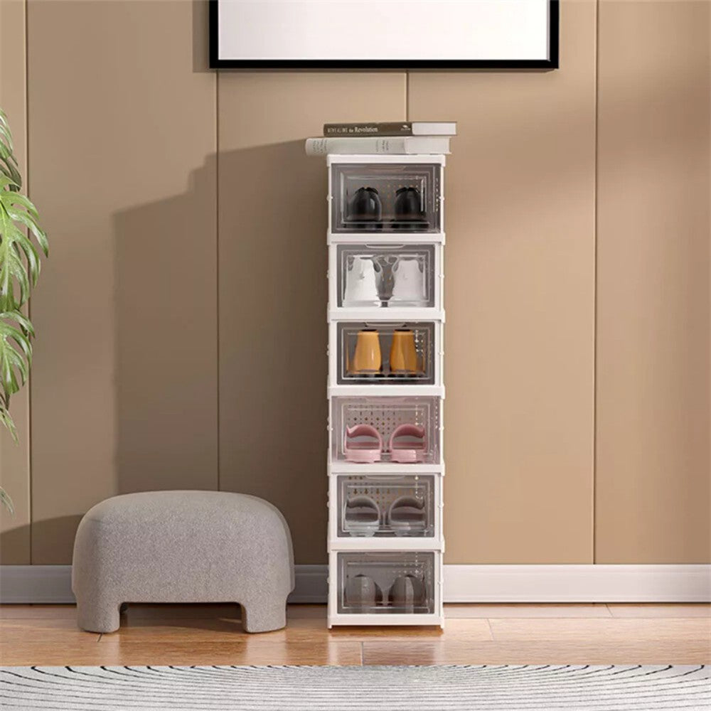 6 Tier Plastic Shoe Storage Box Stackable Foldable – image 6