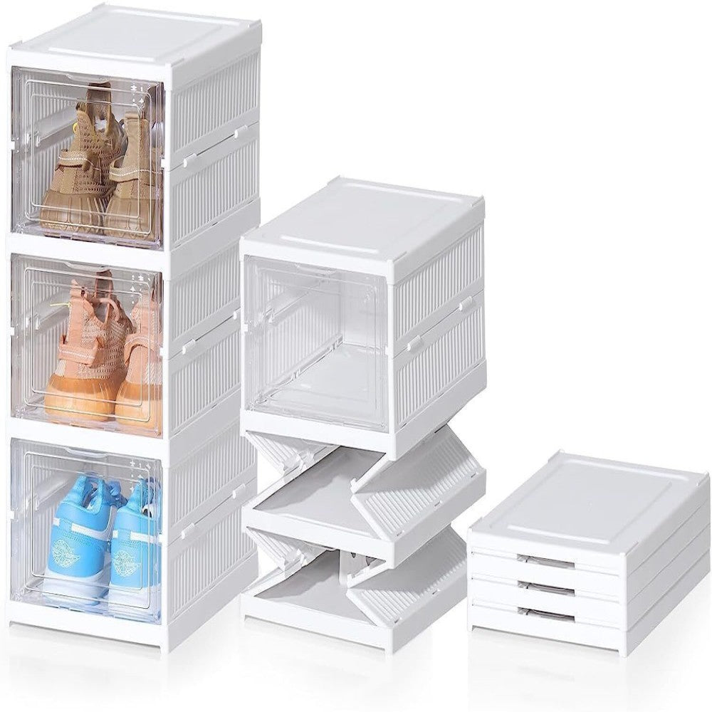 6 Tier Plastic Shoe Storage Box Stackable Foldable – image 9