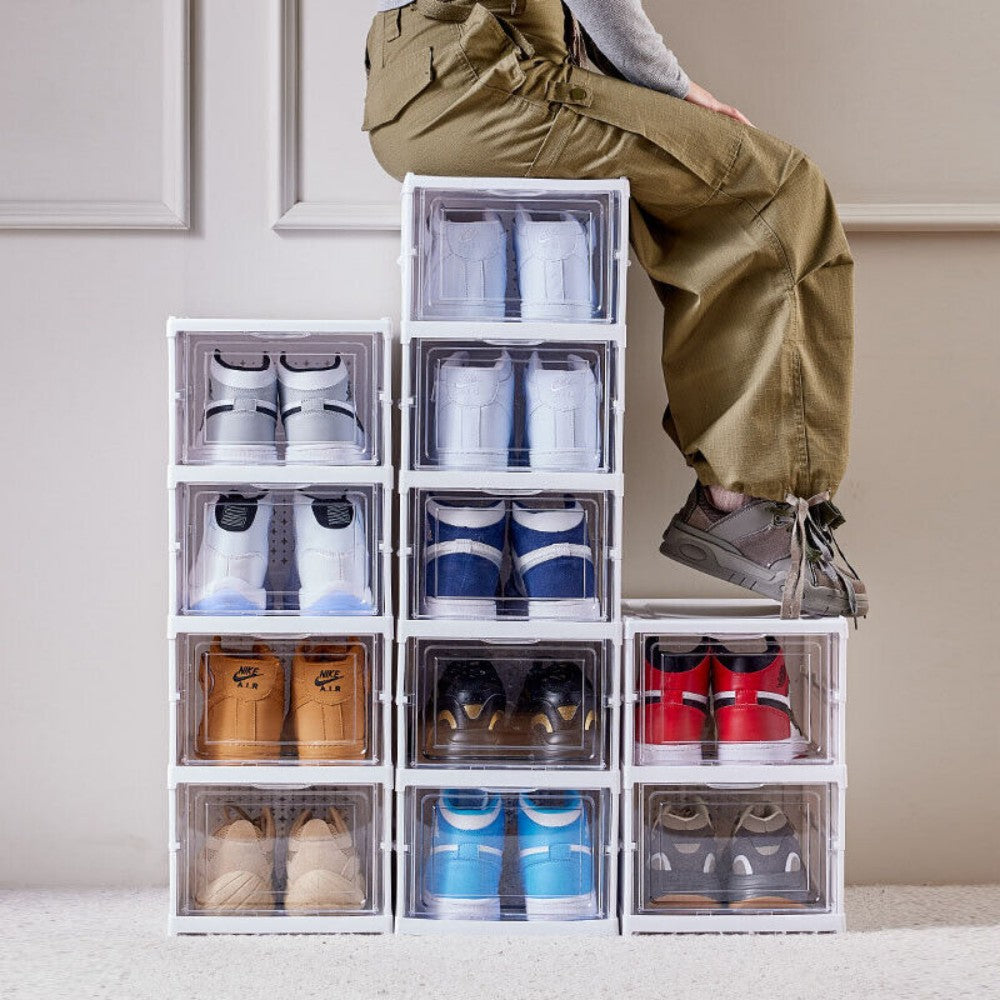 6 Tier Plastic Shoe Storage Box Stackable Foldable – image 8