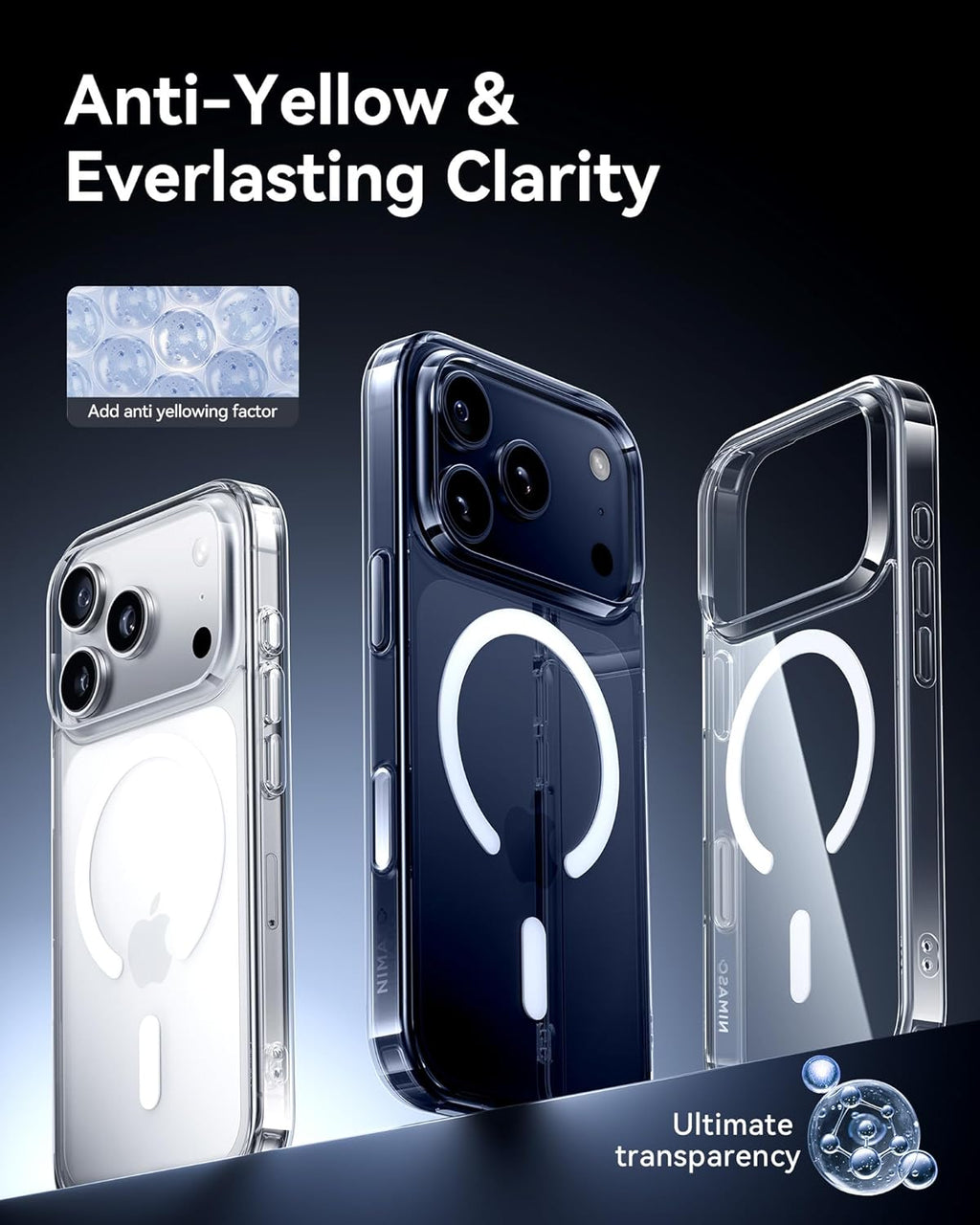 Magnetic Transparent Case for iPhone 17 / 17 Air / 17 Pro / 17 Pro Max – Slim Fit, Shockproof & Wireless Charging Compatible
