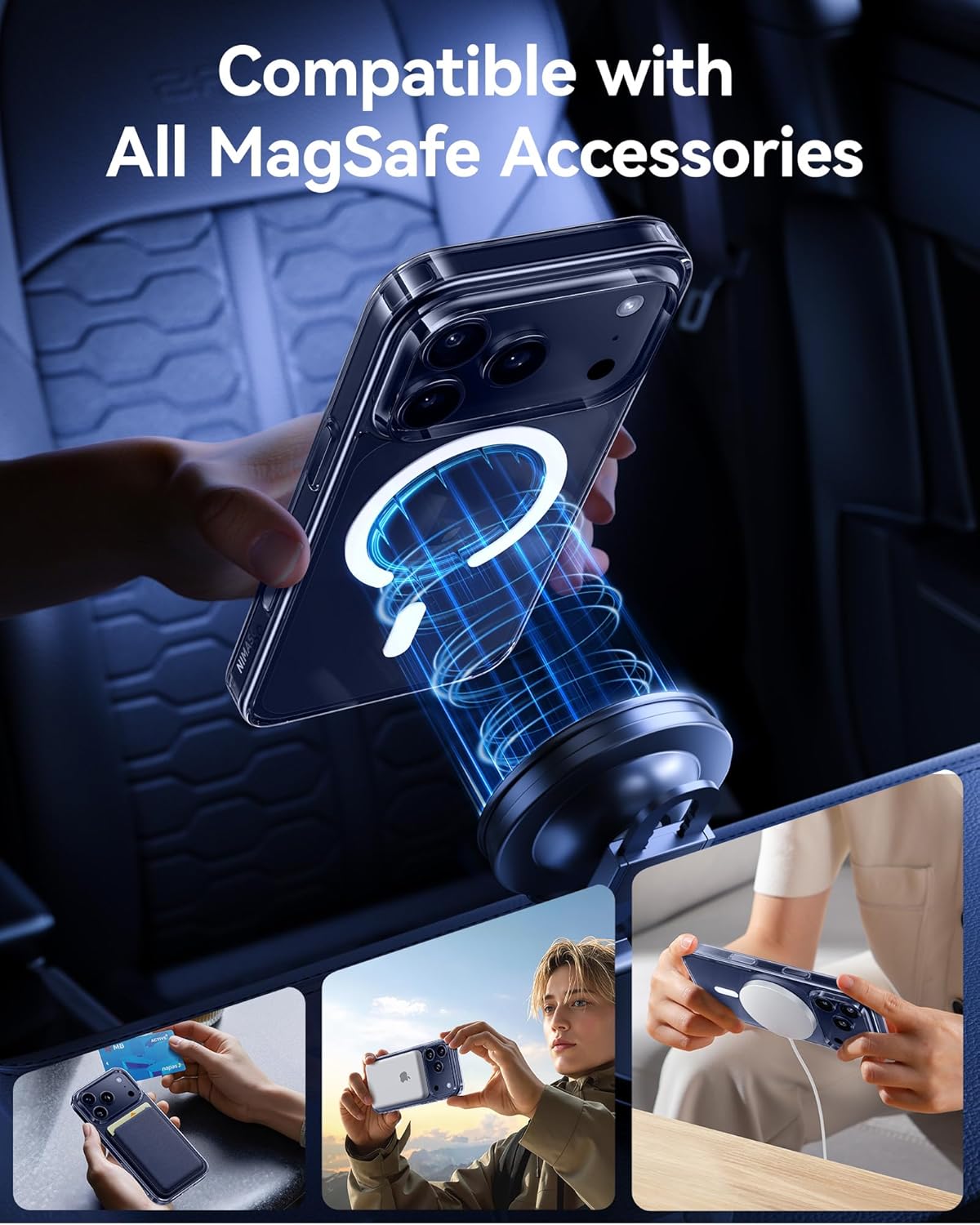 Magnetic Transparent Case for iPhone 17 / 17 Air / 17 Pro / 17 Pro Max – Slim Fit, Shockproof & Wireless Charging Compatible