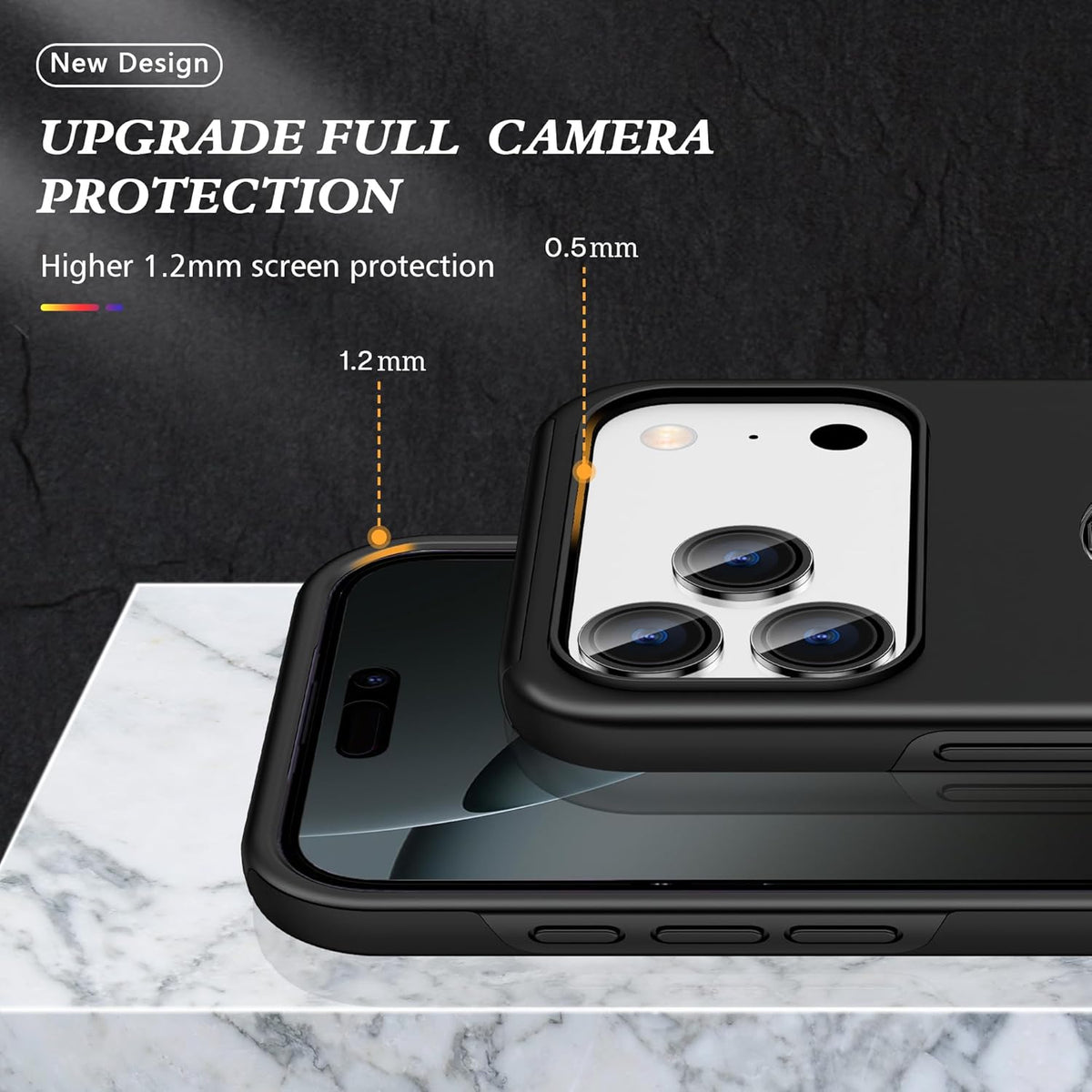 360° Rotation Magnetic Metal Finger Ring Holder Case for iPhone 17 / 17 Air / 17 Pro / 17 Pro Max – Shockproof Hard Cover with Camera Protection, Glossy Anti-Fingerprint Finish – Black