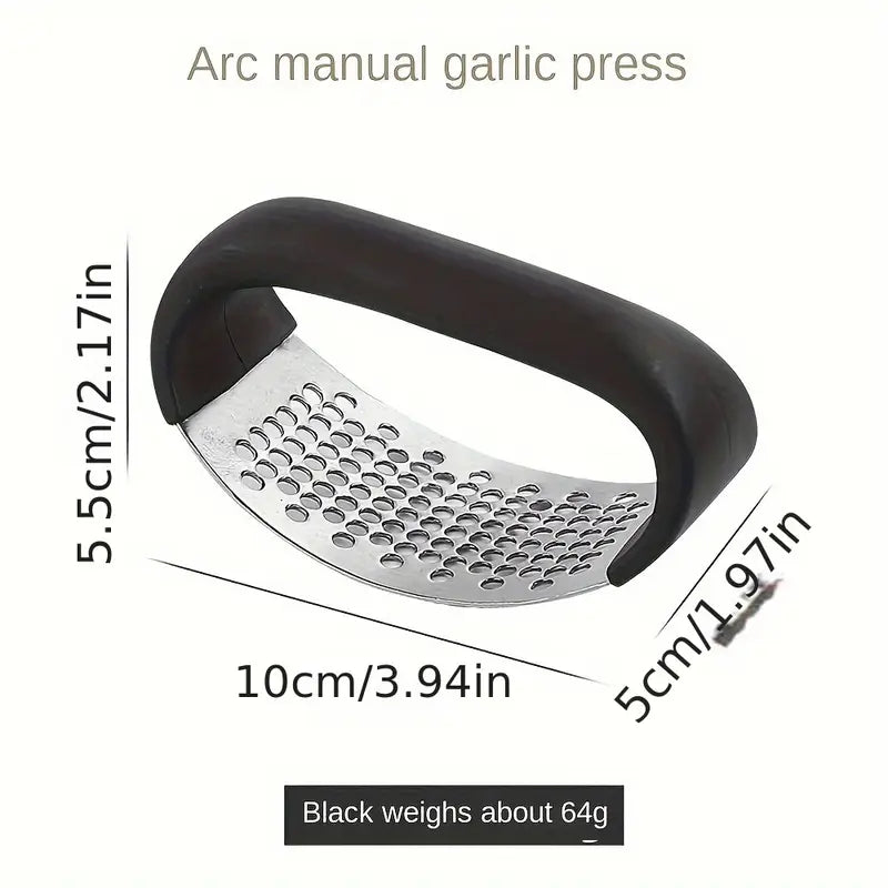 Garlic Crusher Manual Ring – Black | Stainless Steel Vegetable & Fruit Cutter