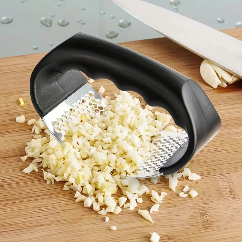 Garlic Crusher Manual Ring – Black | Stainless Steel Vegetable & Fruit Cutter