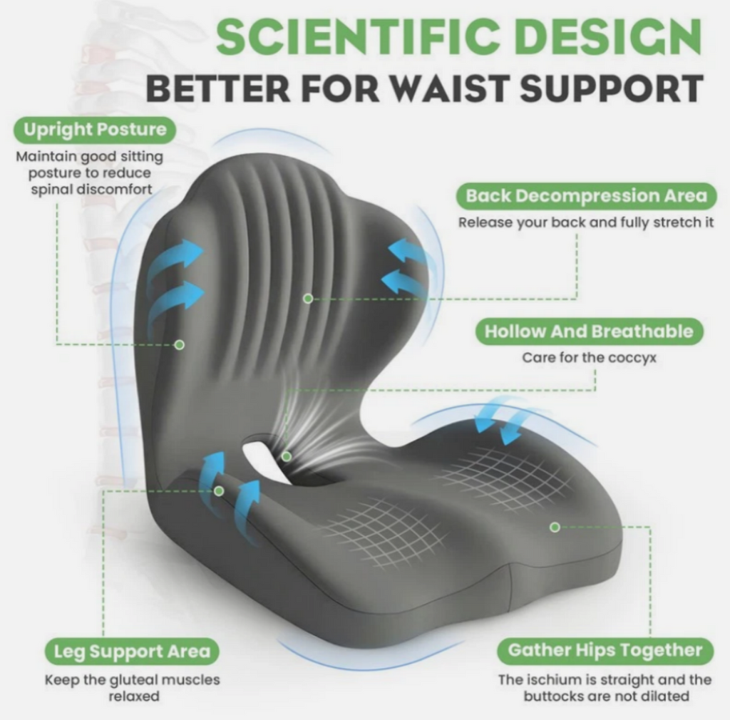 2-in-1 Ergonomic Back and Seat Cushion with Lumbar – image 8