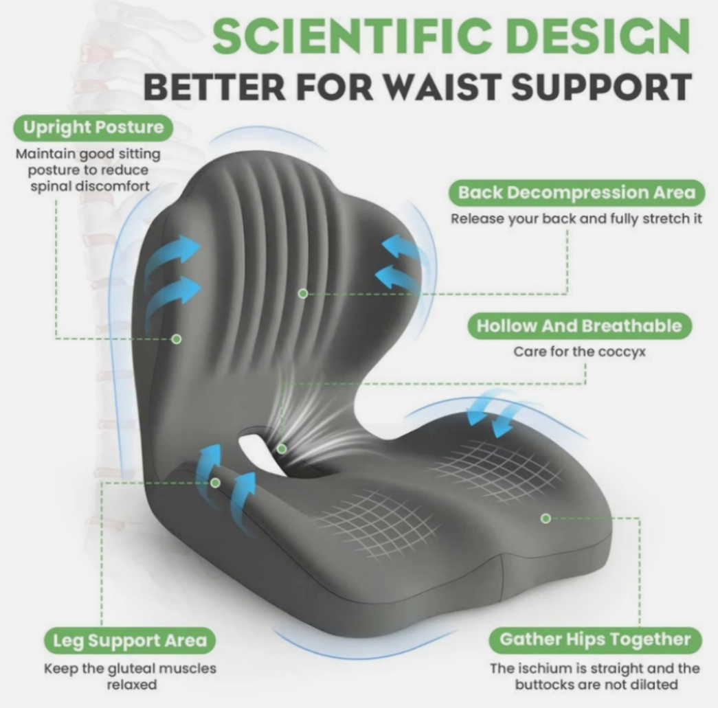 2-in-1 Ergonomic Back and Seat Cushion with Lumbar – image 8