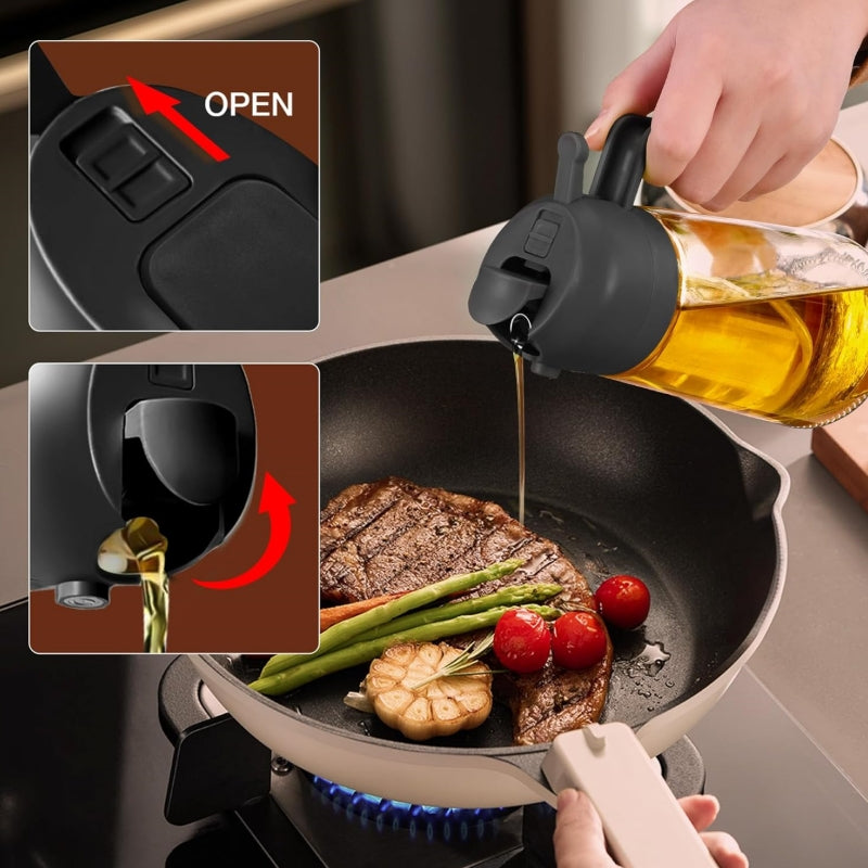 Glass Oil Sprayer Bottle – 2-in-1 Spray & Pour Cooking Oil Dispenser