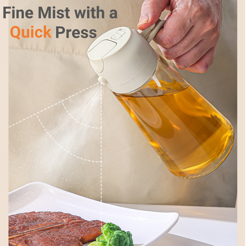 Glass Oil Sprayer Bottle – 2-in-1 Spray & Pour Cooking Oil Dispenser
