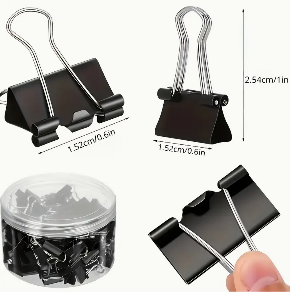 Binder Clips – Pack of 60 Medium Metal Clips, 16 mm