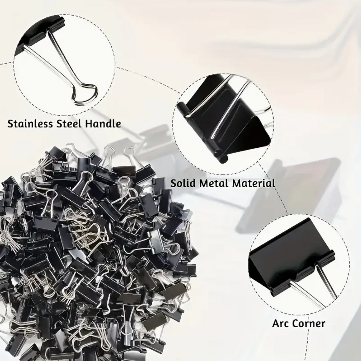 Binder Clips – Pack of 60 Medium Metal Clips, 16 mm