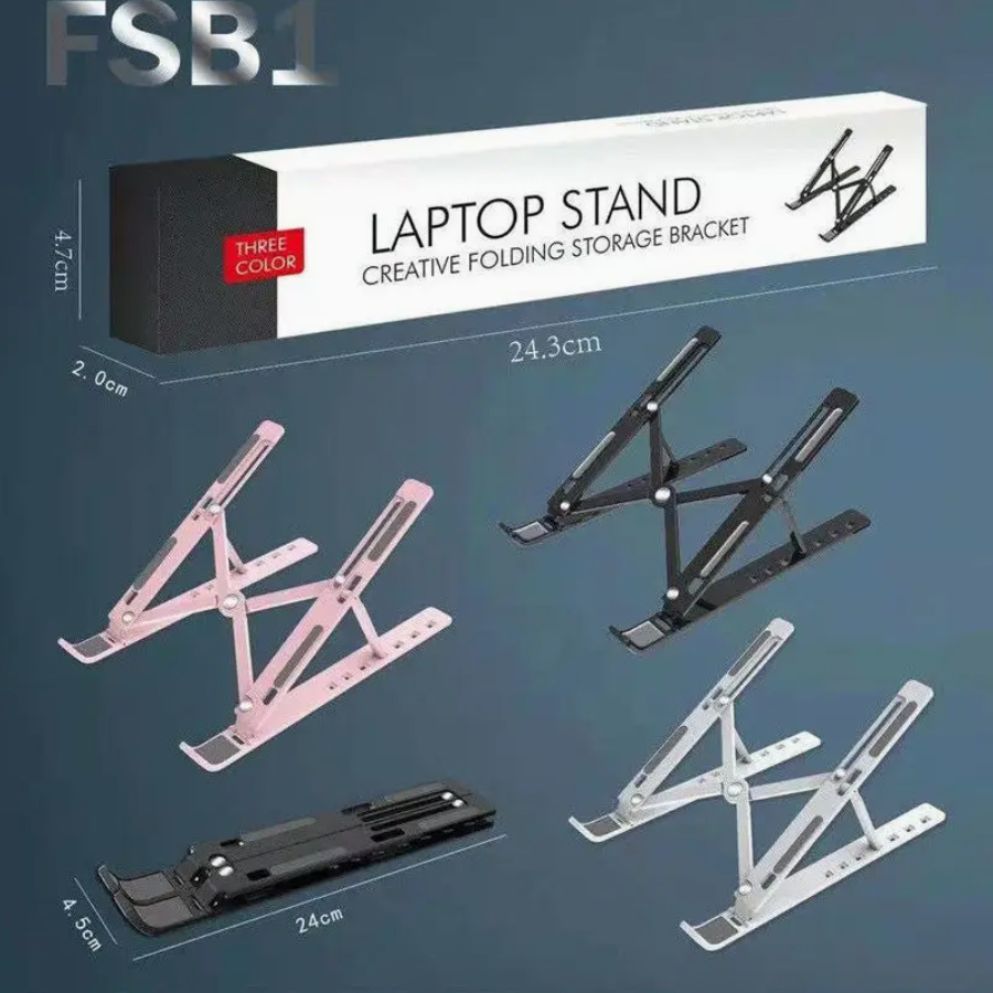Laptop Stand – Foldable Adjustable Portable Cooling Riser, Black