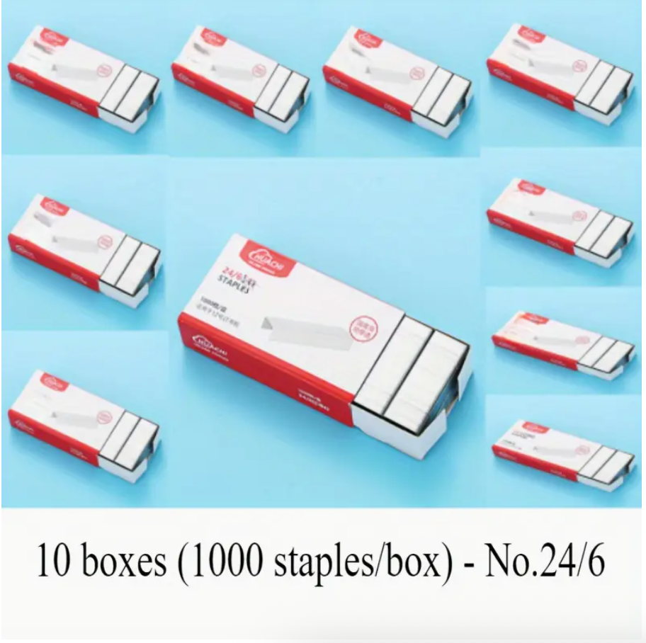 Stapler No. 275 with 10 Boxes of Staples – Black Desk Stapler