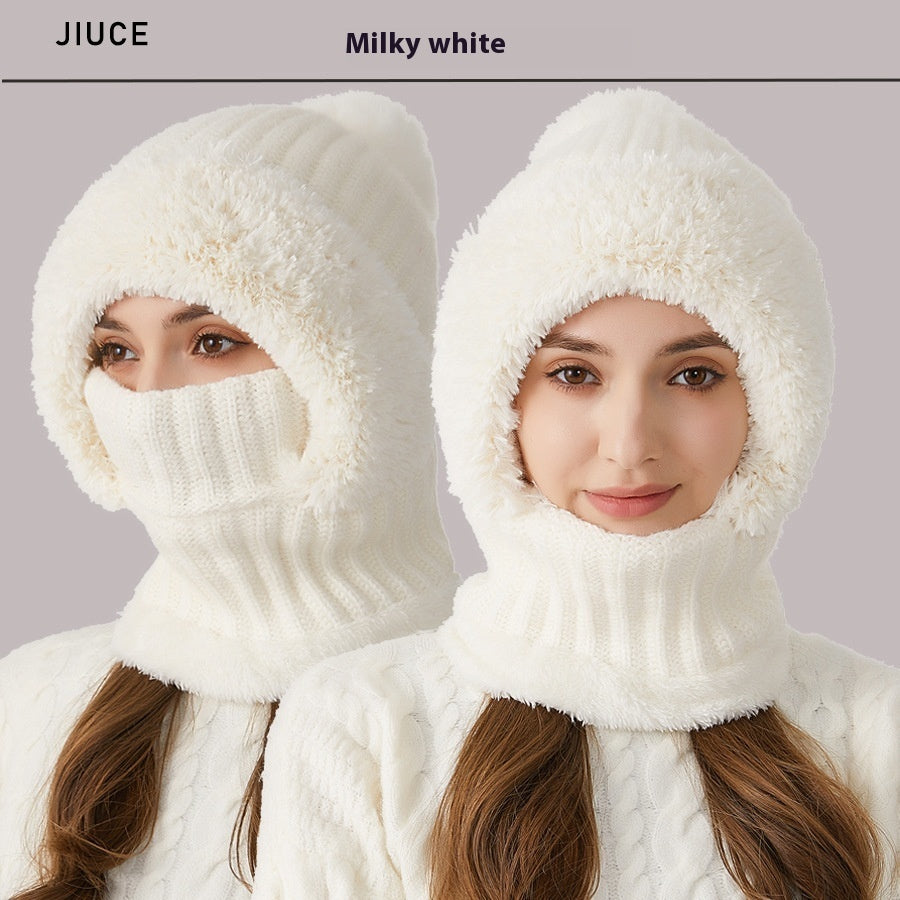 High Elastic Solid Color Knitted Hat Scarf Mask – image 4