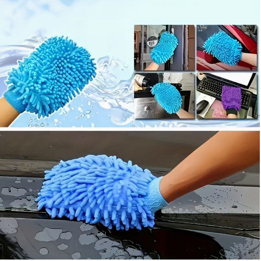 Microfibre Car Wash Mitt – Soft Cleaning Glove with Elastic Cuff