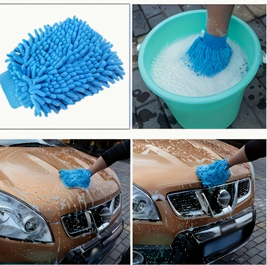 Microfibre Car Wash Mitt – Soft Cleaning Glove with Elastic Cuff