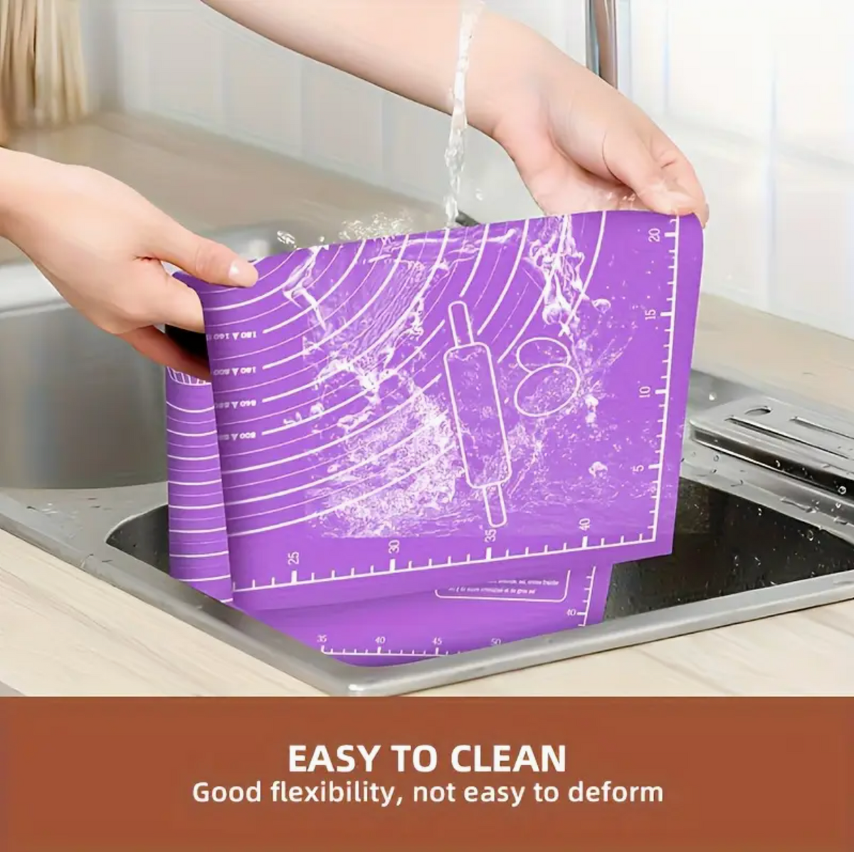 Rolling Pin Mat with Measurements – Non-Stick Baking Mat, Purple