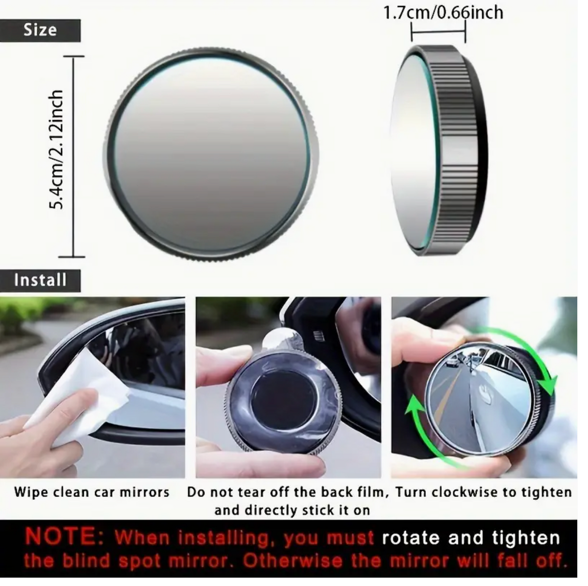 Blind Spot Mirror – 360° Wide-Angle Convex Car Mirror