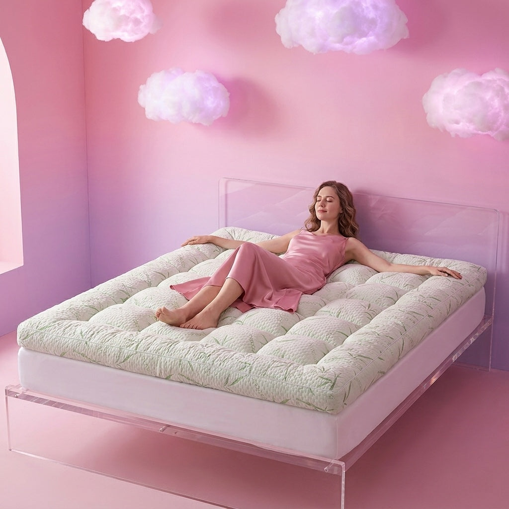 Bamboo Mattress Topper – Breathable Bed Topper with Elastic Straps – image 2