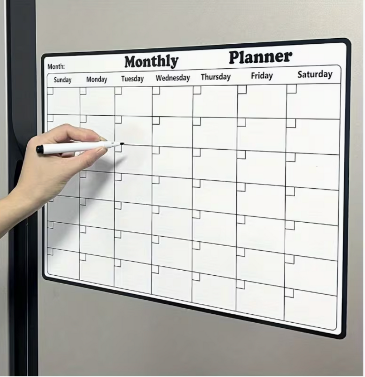 Magnetic Monthly Calendar – Reusable Fridge Planner Board