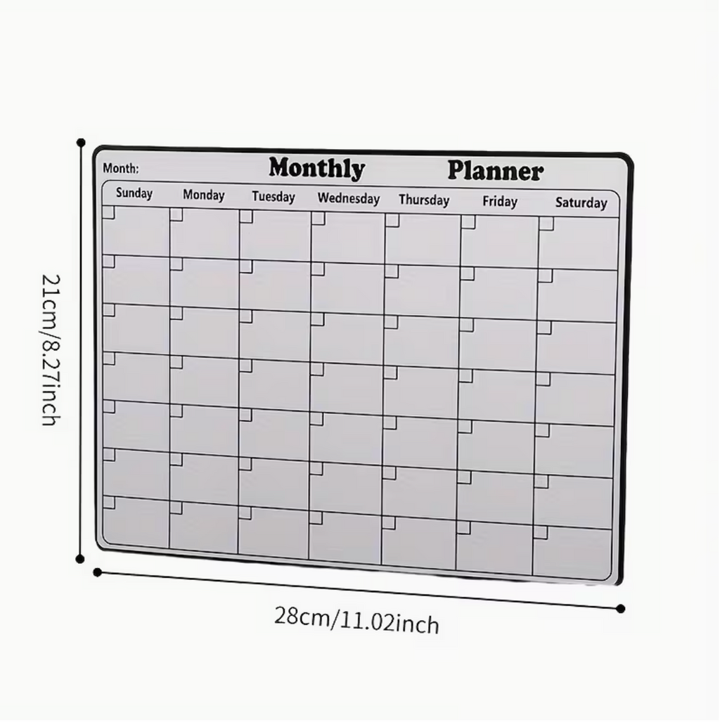 Magnetic Monthly Calendar – Reusable Fridge Planner Board