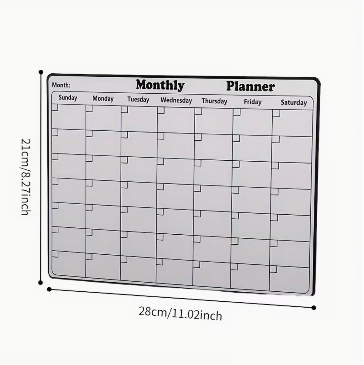 Magnetic Monthly Calendar – Reusable Fridge Planner Board