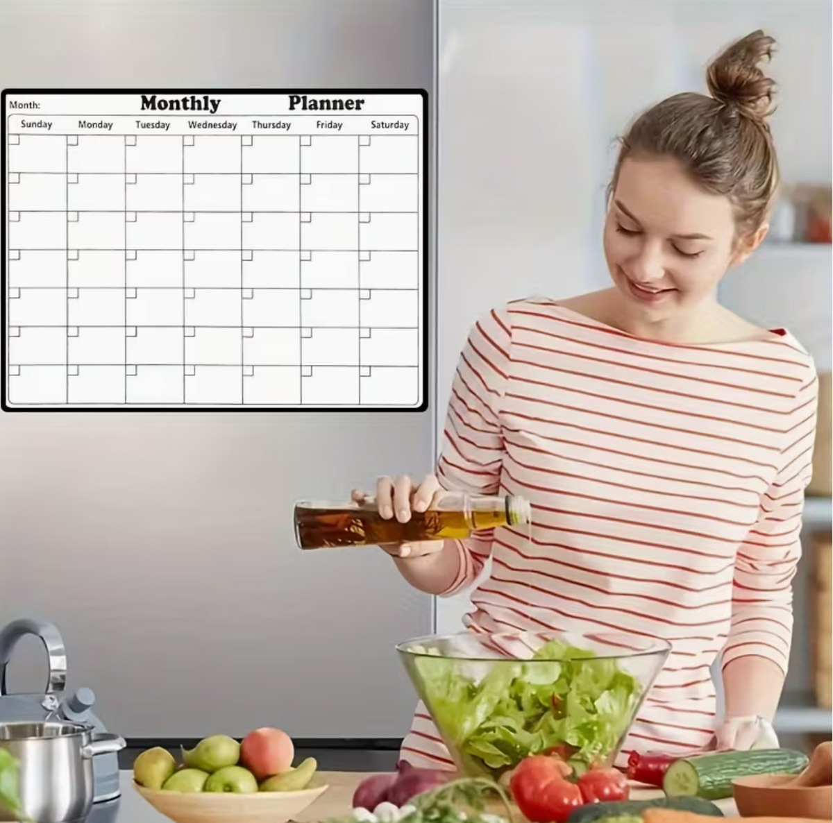 Magnetic Monthly Calendar – Reusable Fridge Planner Board